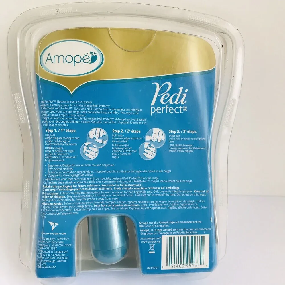 NEW AMOPE -PEDI PERFECT NAIL ELECTRONIC CARE SYSTEM WITH 3 REFILLS
